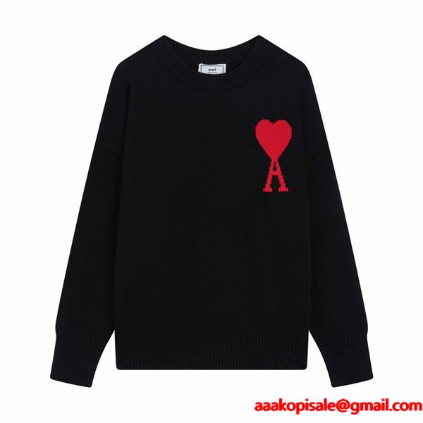 2025秋冬コーデ 柔らか 映える 主役級 人気 ニット AMI PARIS アミ パリス コピー