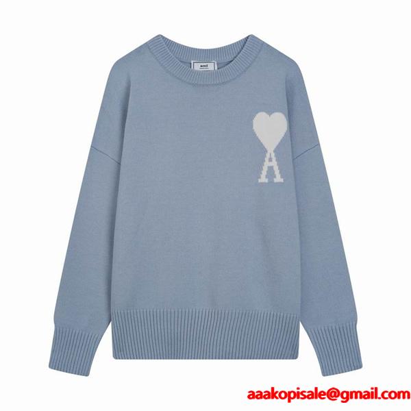 2025秋冬コーデ 柔らか 映える 主役級 人気 ニット AMI PARIS アミ パリス コピー