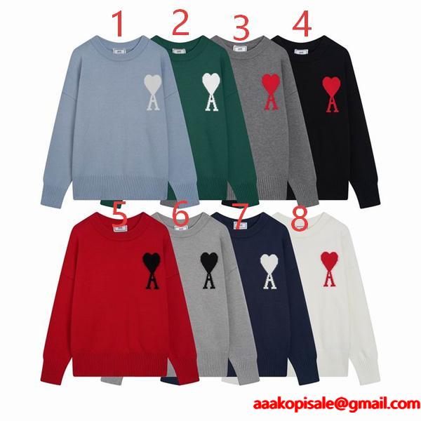 2025秋冬コーデ 柔らか 映える 主役級 人気 ニット AMI PARIS アミ パリス コピー