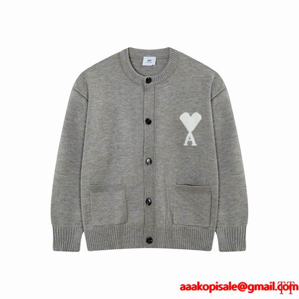 2025秋冬 厚み感 着回し抜群 高见え ボタン AMI PARIS アミ パリス コピー ニット 