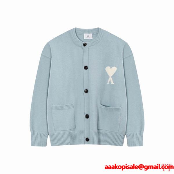 2025秋冬 厚み感 着回し抜群 高见え ボタン AMI PARIS アミ パリス コピー ニット 