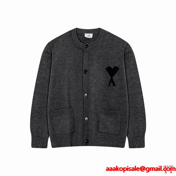 2025秋冬 厚み感 着回し抜群 高见え ボタン AMI PARIS アミ パリス コピー ニット 