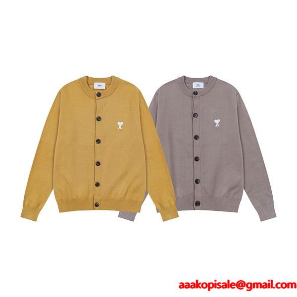 秋冬 しっかり素材 落ち着き 着回し力抜群 AMI PARIS アミ パリス コピー カーディガン