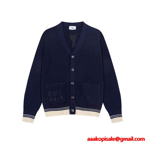 秋冬 知的ムード クラシック 人気 Vネック AMI PARIS アミ パリス コピー ニット