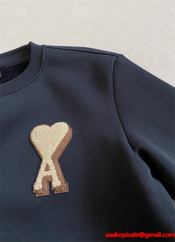 秋冬 裏起毛 リラックス ワンポイント AMI PARIS アミ パリス コピー スウェット