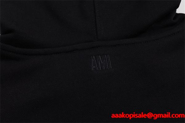 AMI PARIS アミ パリス コピー 厚手生地 モード ブラック ストリート 快適 パーカー