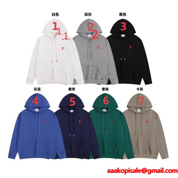 AMI PARIS アミ パリス コピー 厚手生地 モード ブラック ストリート 快適 パーカー