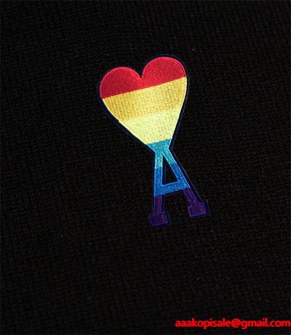 2025秋冬 滑らか素材 ホワイト ポイント 注目 AMI PARIS アミ パリス コピー ニット