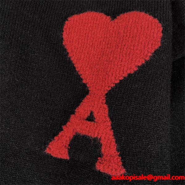 ホワイト 存在感 ゆったり トレンド 注目 ポロ AMI PARIS アミ パリス コピー ニット