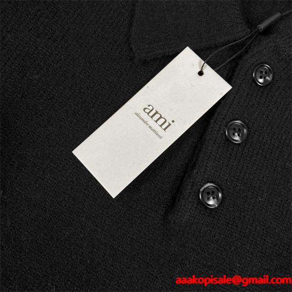 ホワイト 存在感 ゆったり トレンド 注目 ポロ AMI PARIS アミ パリス コピー ニット