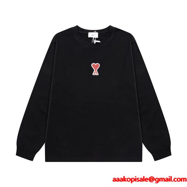 AMI PARIS アミ パリス コピー 2025秋冬コーデ 中厚素材 ブラック 刺繍 トレーナー