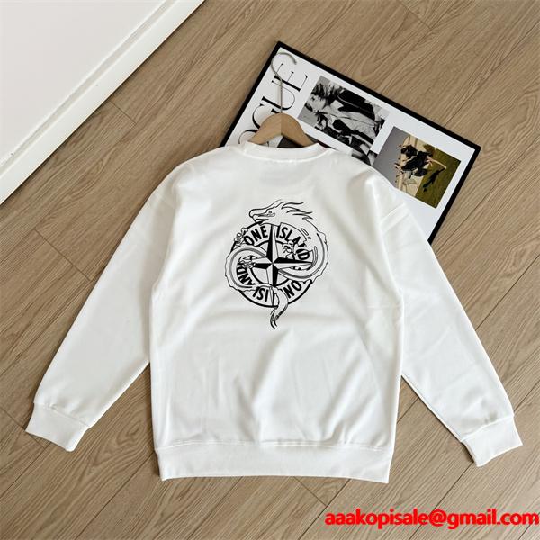 2025秋冬必須アイテム 厚手コットン 存在感アップ パーカー STONE ISLAND ストーンアイランド コピー