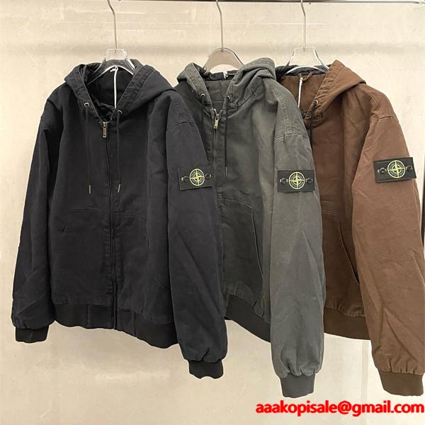 秋冬 厚手コットン ダークカラー  防寒 フーデッド STONE ISLAND ストーンアイランド コピー ジャケット