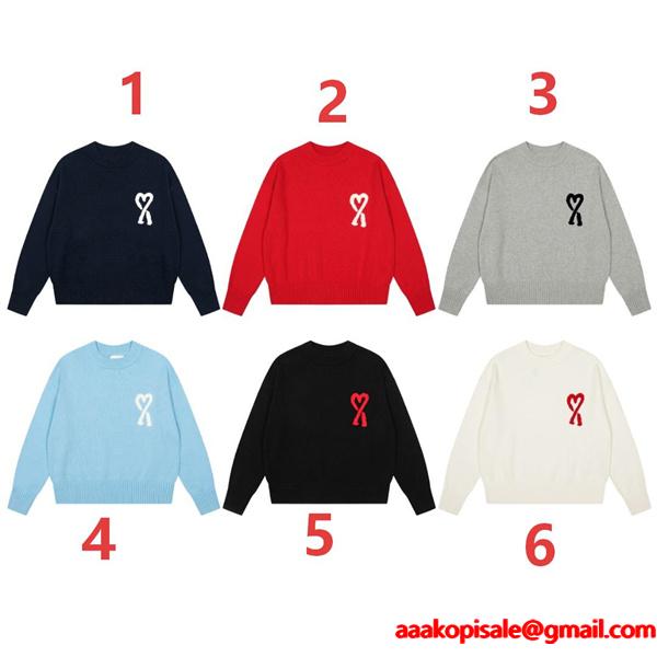 2025秋冬 即完売 ワンポイントハート ニット ユニセックス  AMI PARIS アミ パリス コピー
