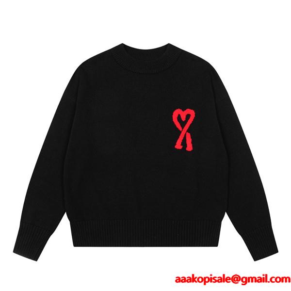 2025秋冬 即完売 ワンポイントハート ニット ユニセックス  AMI PARIS アミ パリス コピー