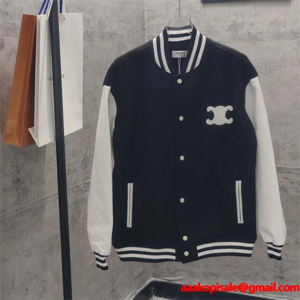 セリーヌ コピー 2025秋冬 CELINE トリオンフ ワッペン スタジャン 高級 主役アウター