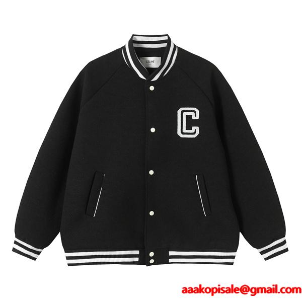2025秋冬 CELINE セリーヌ コピー ブラック Cロゴ ジャケット ストリート 個性派