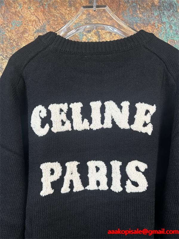 2025秋冬 CELINE ブラック ニット トップス 落ち着き感 上質 セリーヌ コピー