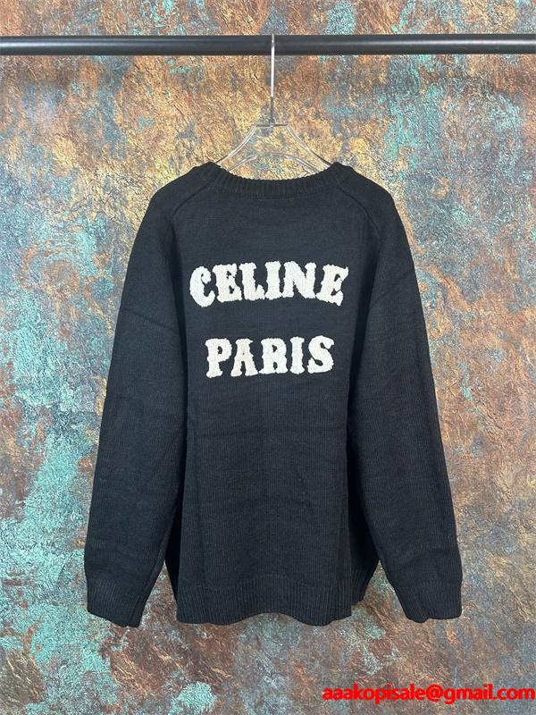 2025秋冬 CELINE ブラック ニット トップス 落ち着き感 上質 セリーヌ コピー