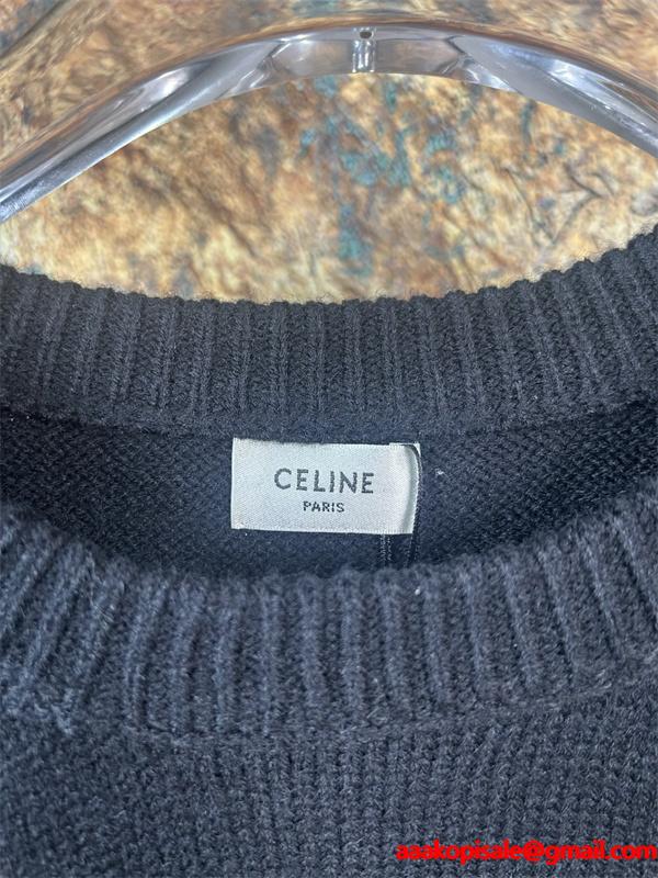 2025秋冬 CELINE ブラック ニット トップス 落ち着き感 上質 セリーヌ コピー