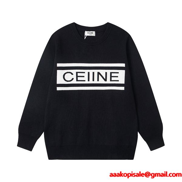 2025秋冬 CELINE セリーヌ コピー ブラック ロゴニット 高級感溢れる 定番人気 