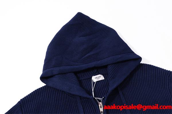 セリーヌ コピー 2025秋冬 CELINE ネイビー フーディー 保温 快適 着心地