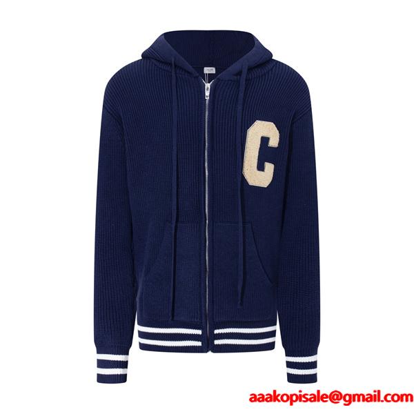 セリーヌ コピー 2025秋冬 CELINE ネイビー フーディー 保温 快適 着心地