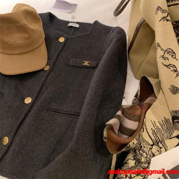 2025秋冬 CELINE チャコール セリーヌ コピー ジャケット 定番 上品仕立て