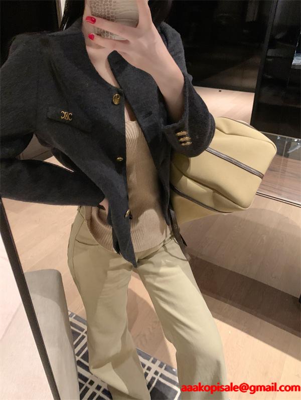 2025秋冬 CELINE チャコール セリーヌ コピー ジャケット 定番 上品仕立て