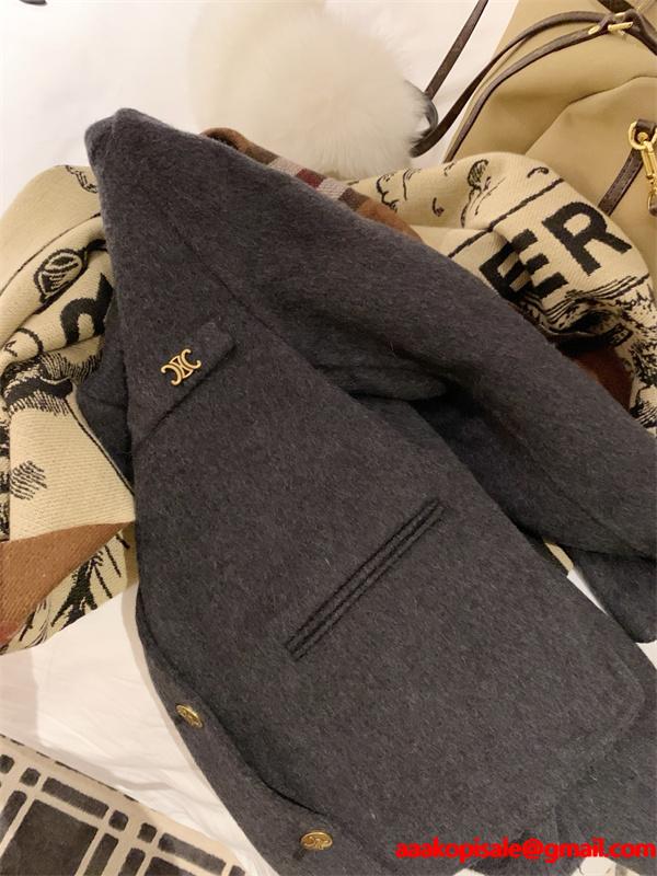 2025秋冬 CELINE チャコール セリーヌ コピー ジャケット 定番 上品仕立て