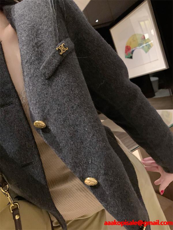 2025秋冬 CELINE チャコール セリーヌ コピー ジャケット 定番 上品仕立て