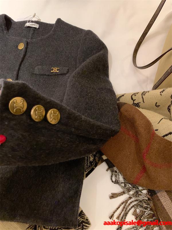 2025秋冬 CELINE チャコール セリーヌ コピー ジャケット 定番 上品仕立て