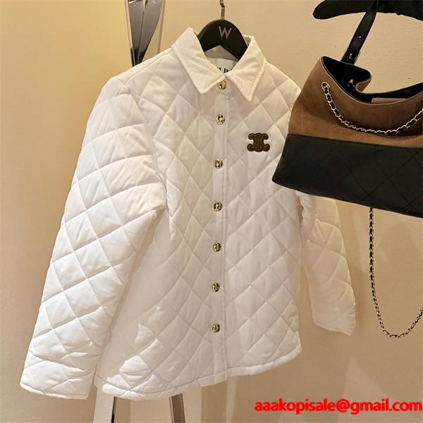 セリーヌ コピー 2026新作 CELINE ホワイト キルティングジャケット 新作 上質 お洒落