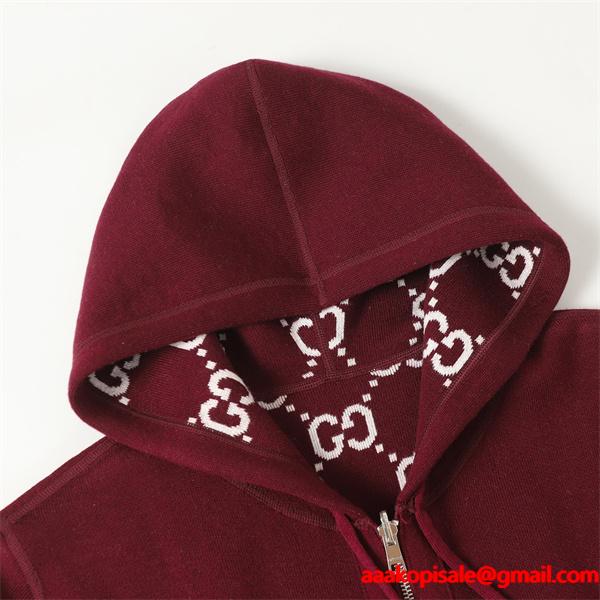 セリーヌ コピー 2026新作 GUCCI ボルドー ジップパーカー 注目 売れ筋 プレミアム