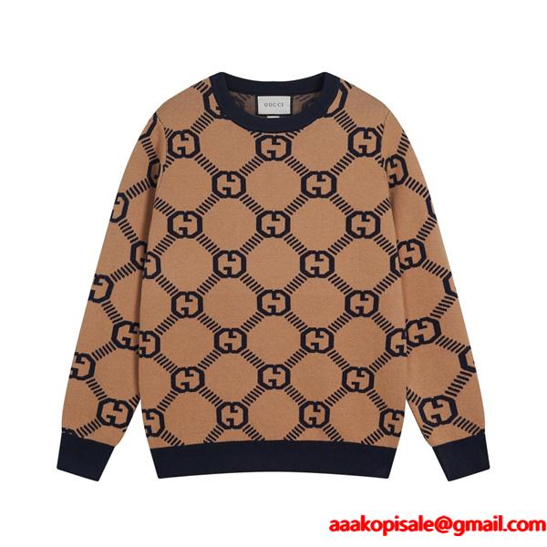 グッチ コピー 2026新作 GUCCI ブラウン ニット 注目 トレンド モード系