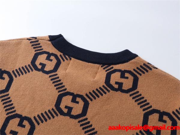 グッチ コピー 2026新作 GUCCI ブラウン ニット 注目 トレンド モード系