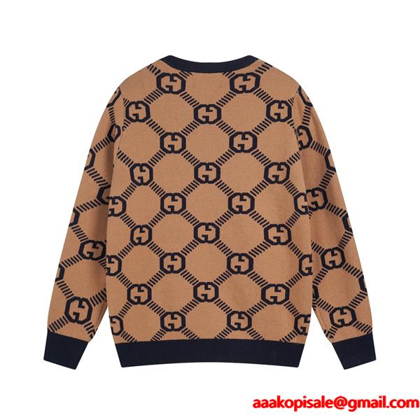 グッチ コピー 2026新作 GUCCI ブラウン ニット 注目 トレンド モード系