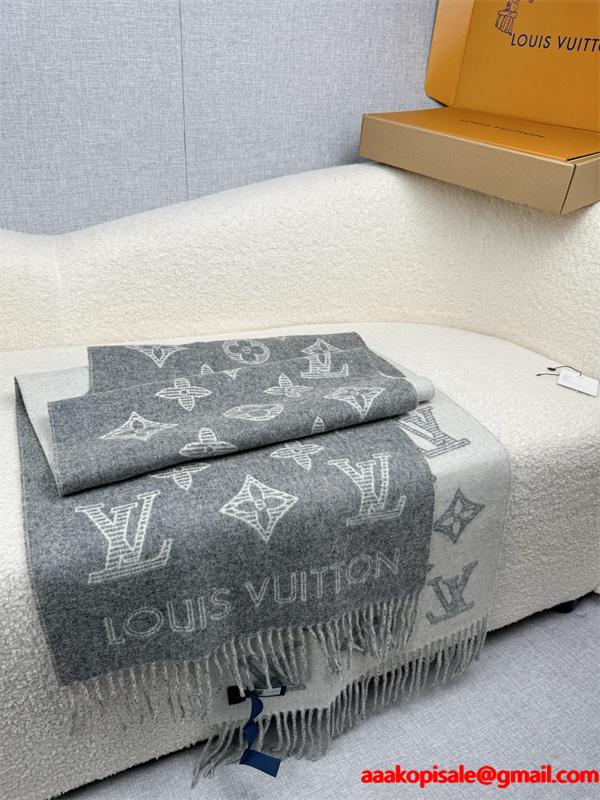 上品モノグラム LOUIS VUITTON ルイヴィトン コピー 大判ストール グレー配色 防寒対策  