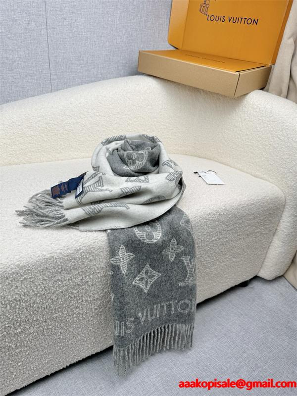 上品モノグラム LOUIS VUITTON ルイヴィトン コピー 大判ストール グレー配色 防寒対策  