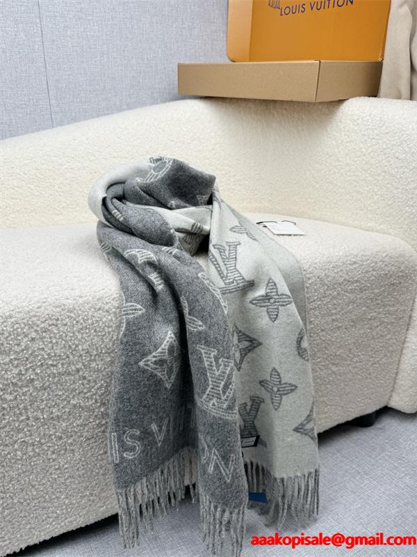 上品モノグラム LOUIS VUITTON ルイヴィトン コピー 大判ストール グレー配色 防寒対策  