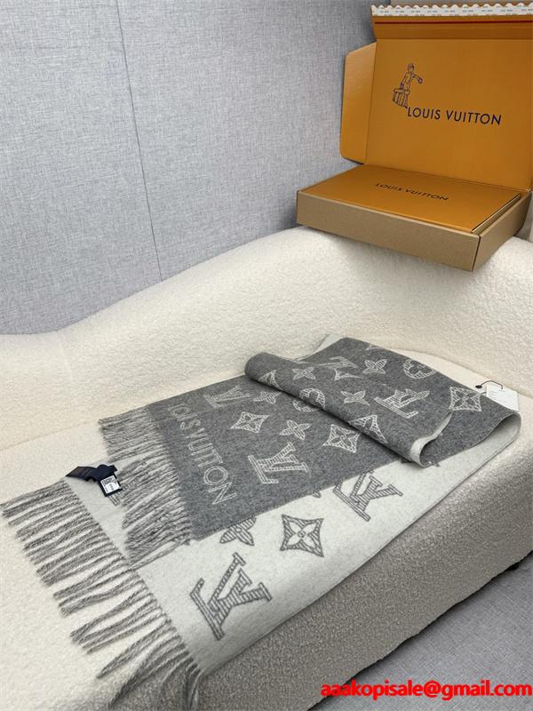 上品モノグラム LOUIS VUITTON ルイヴィトン コピー 大判ストール グレー配色 防寒対策  