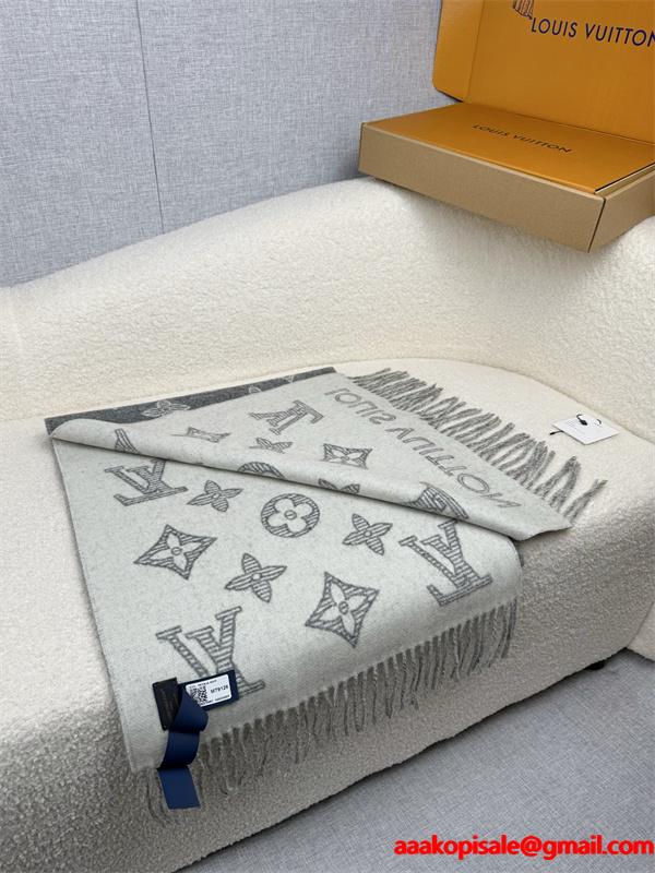 上品モノグラム LOUIS VUITTON ルイヴィトン コピー 大判ストール グレー配色 防寒対策  