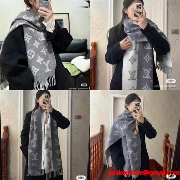 上品モノグラム LOUIS VUITTON ルイヴィトン コピー 大判ストール グレー配色 防寒対策  