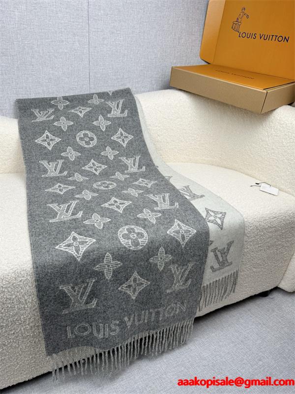 上品モノグラム LOUIS VUITTON ルイヴィトン コピー 大判ストール グレー配色 防寒対策  