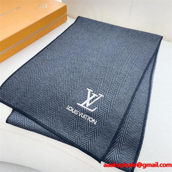 LOUIS VUITTON ルイヴィトン コピー 上質素材 ヘリンボーン柄 ストール 大人スタイル マフラー