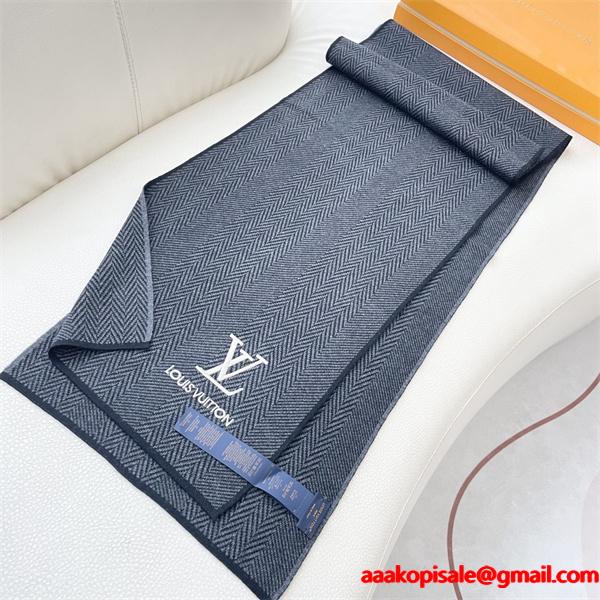 LOUIS VUITTON ルイヴィトン コピー 上質素材 ヘリンボーン柄 ストール 大人スタイル マフラー