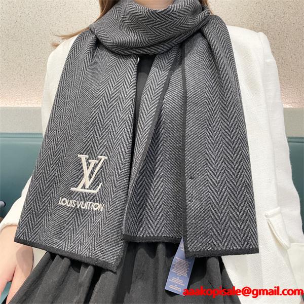 LOUIS VUITTON ルイヴィトン コピー 上質素材 ヘリンボーン柄 ストール 大人スタイル マフラー