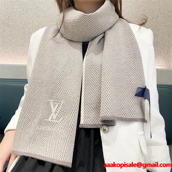LOUIS VUITTON ルイヴィトン コピー 上質素材 ヘリンボーン柄 ストール 大人スタイル マフラー