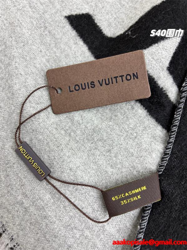 シンプルロゴ LOUIS VUITTON ルイヴィトン コピー マフラー ブラック グレー配色  定番アイテム