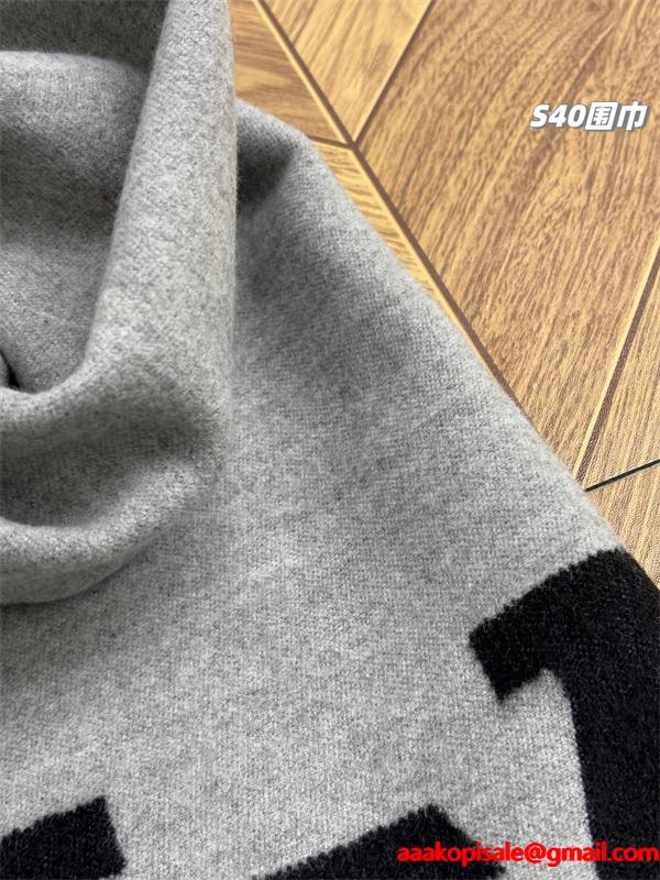 シンプルロゴ LOUIS VUITTON ルイヴィトン コピー マフラー ブラック グレー配色  定番アイテム